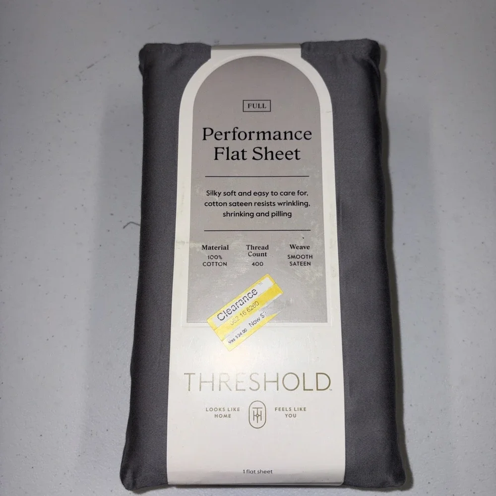 Full 400 Thread Count Performance Flat Sheet Dark Gray - Threshold: Cotton